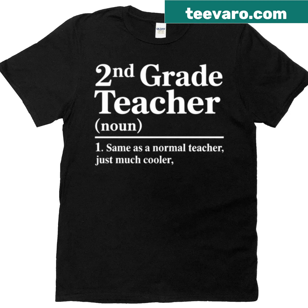 T-shirt defining the role of a second-grade teacher with fun typography — on a men's t-shirt