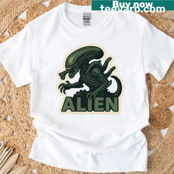 Alien-themed logo graphic t-shirt