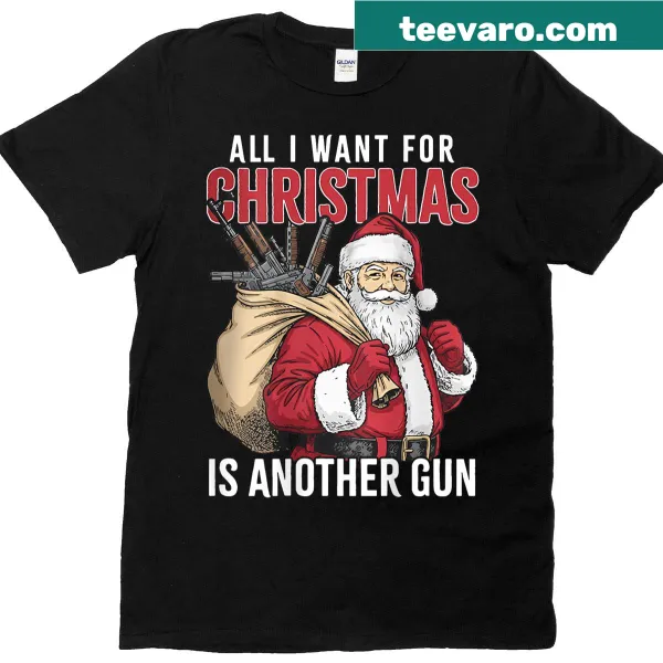 Edgy Christmas T-shirt with a humorous gun-themed message