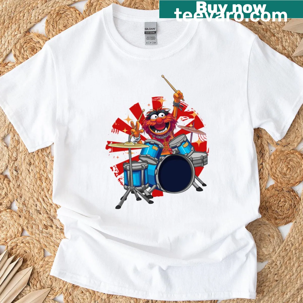 Animal drummer illustration from The Muppets Show t-shirt — on a men's t-shirt