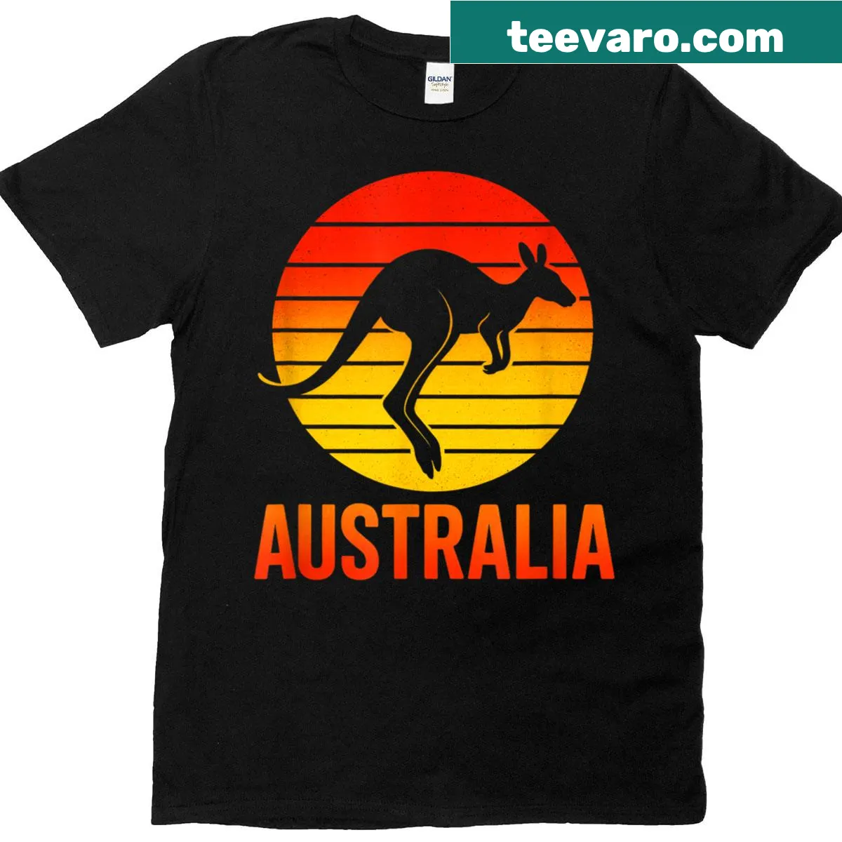 Vintage-style t-shirt with a kangaroo graphic inspired by the Australian outback. — on a men's t-shirt