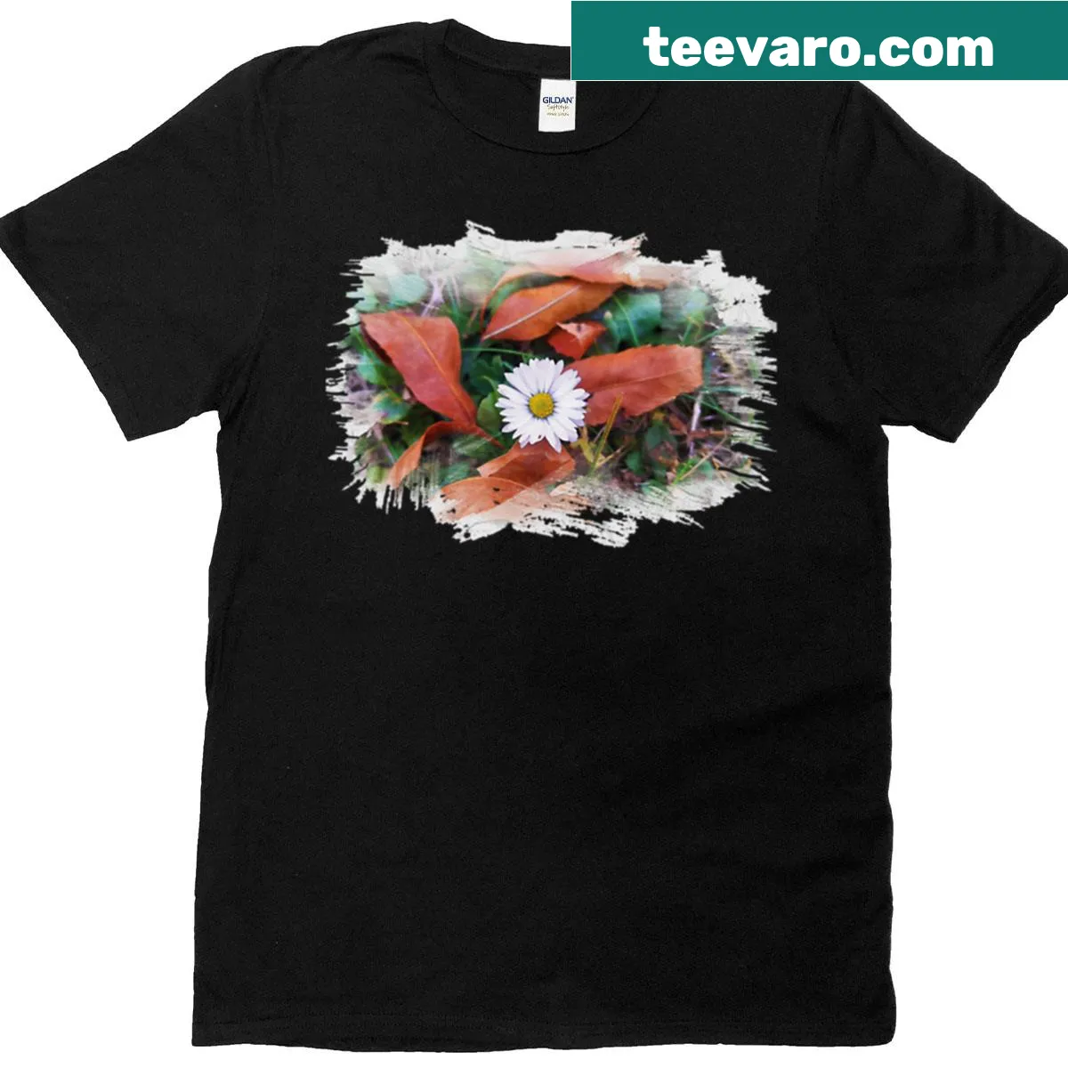Watercolor-style T-shirt featuring beautiful daisy artwork — on a men's t-shirt