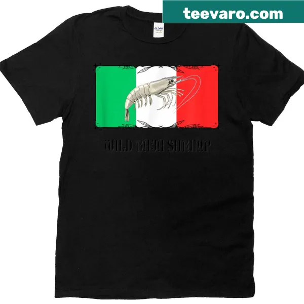 Illustrated shrimp design on a T-shirt, inspired by Baja California cuisine
