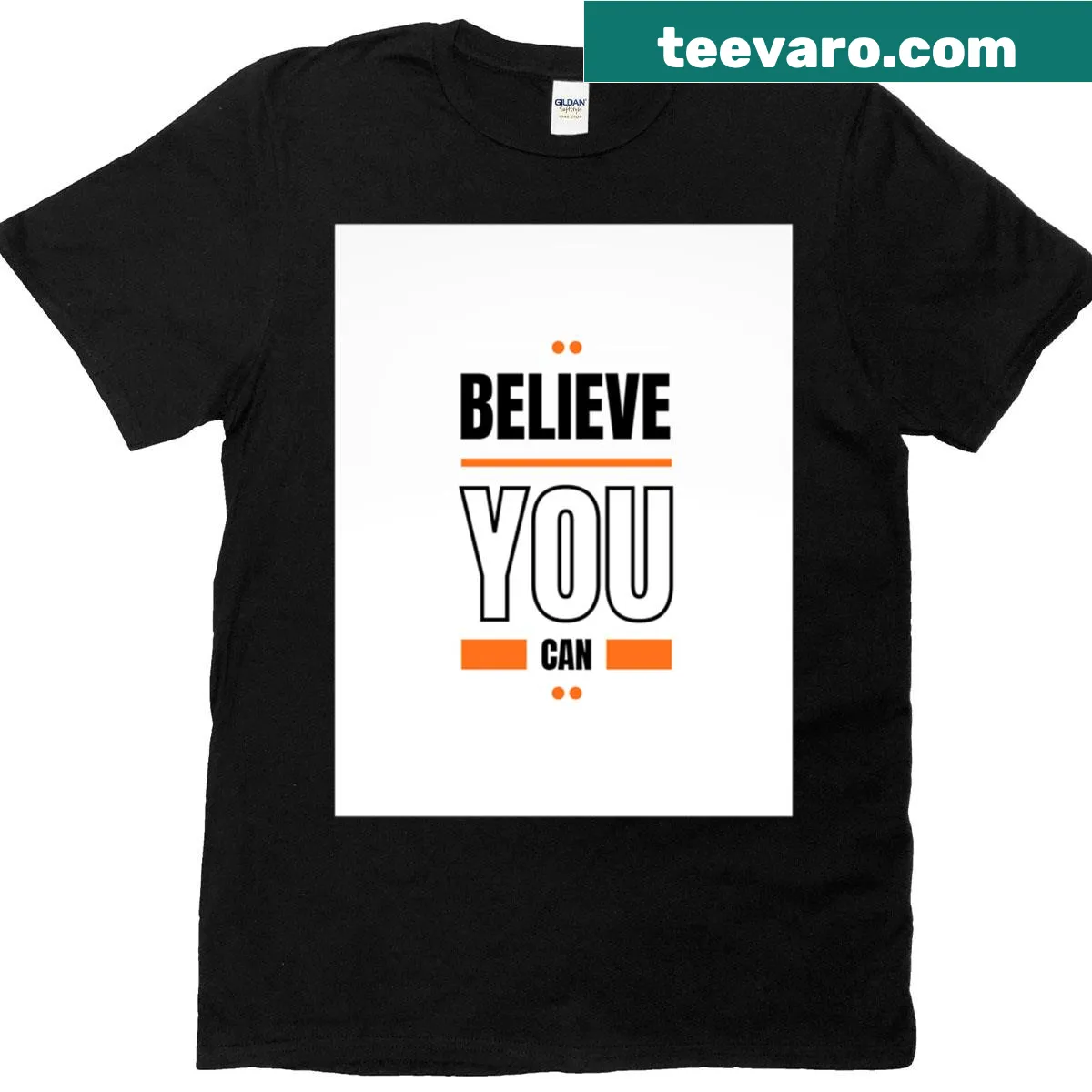Inspirational t-shirt featuring the phrase 'Believe You Can' — on a men's t-shirt
