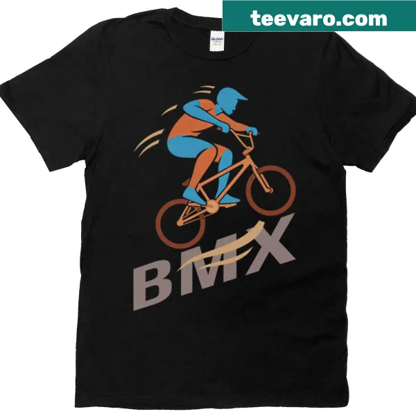 BMX T-shirt featuring mid-air trick graphic and bold typography