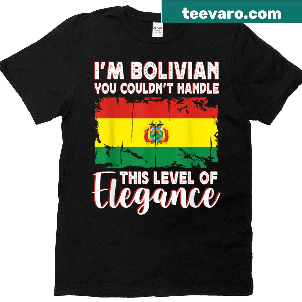Elegant t-shirt featuring the Bolivia flag for couples — on a men's t-shirt