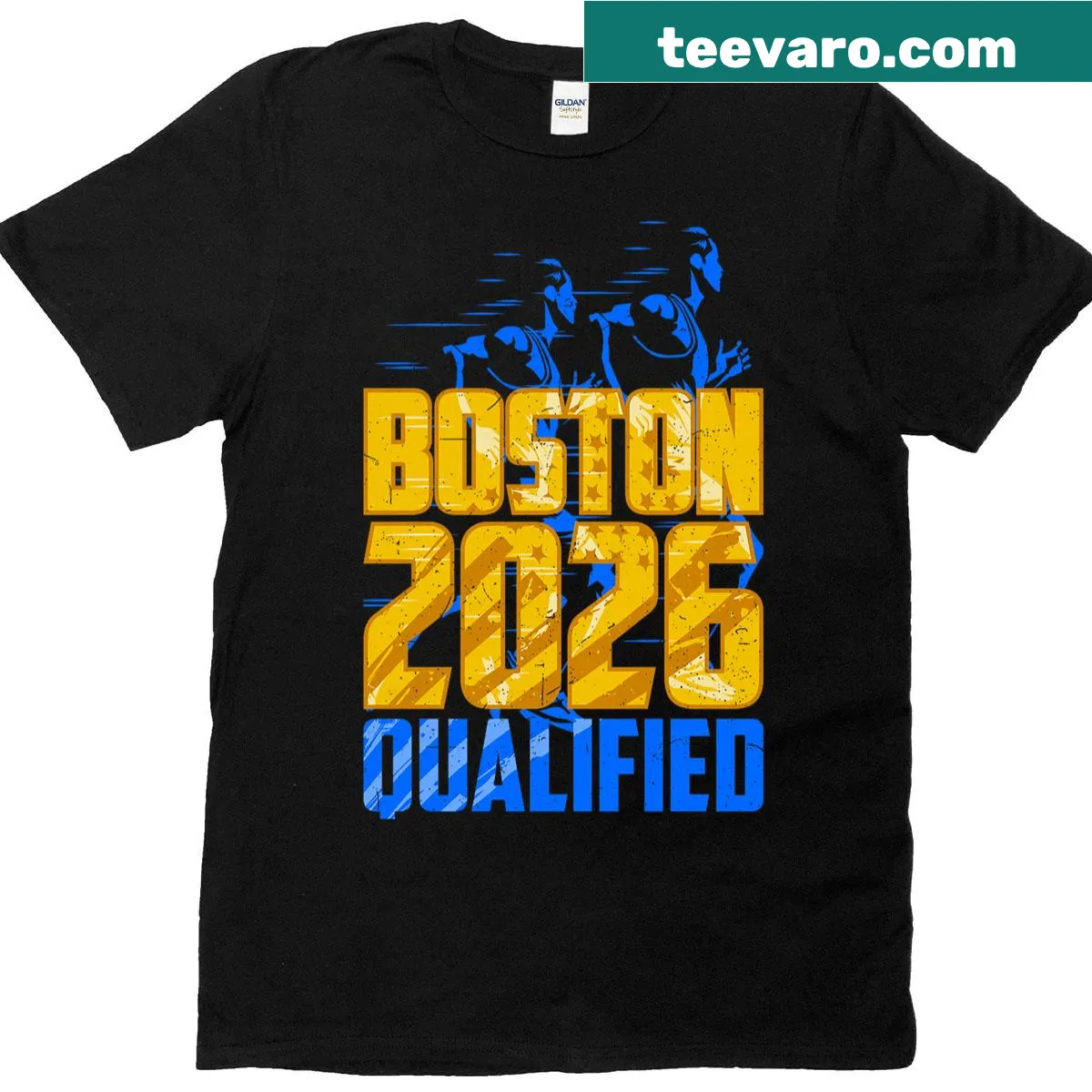 T-shirt with 'Boston Qualified 2026' text for marathon runners — on a men's t-shirt