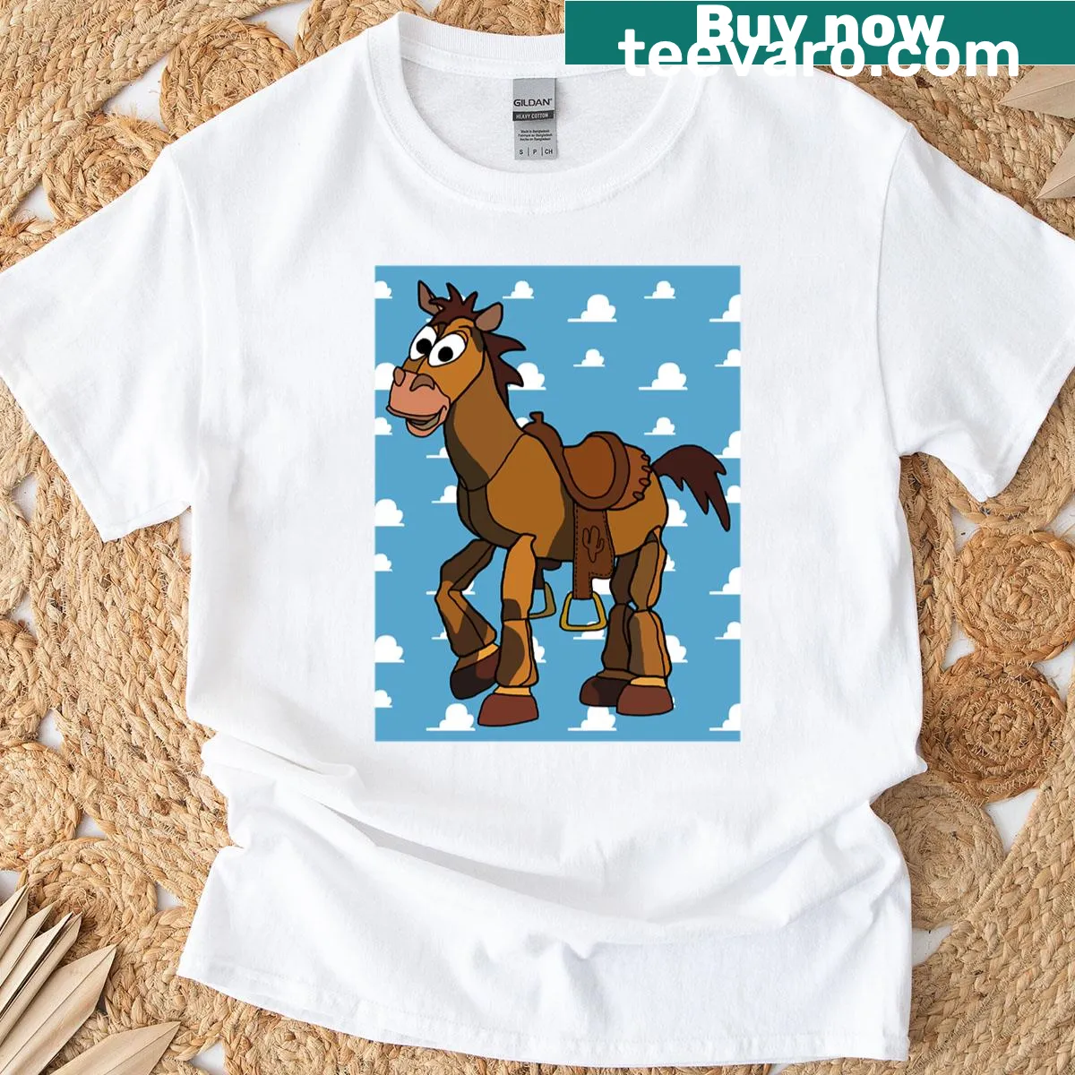 Toy Story inspired Bullseye character graphic T-shirt — on a men's t-shirt