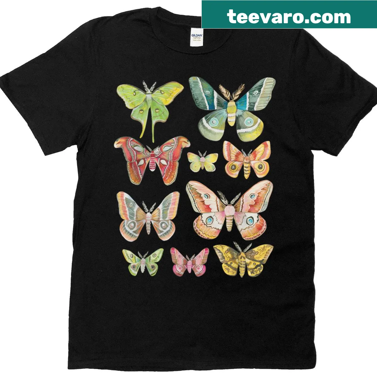 Illustrated shirt featuring various butterflies for nature lovers. — on a men's t-shirt