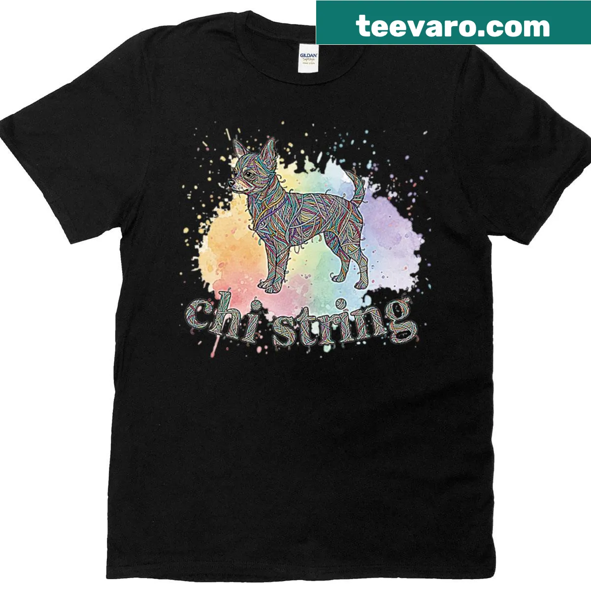 Cartoon Chihuahua t-shirt made of strings — on a men's t-shirt