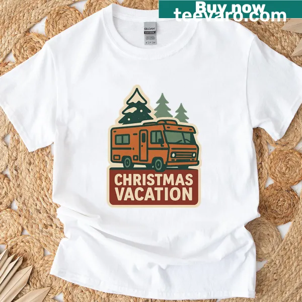 Vintage-style Christmas Vacation logo graphic T-shirt