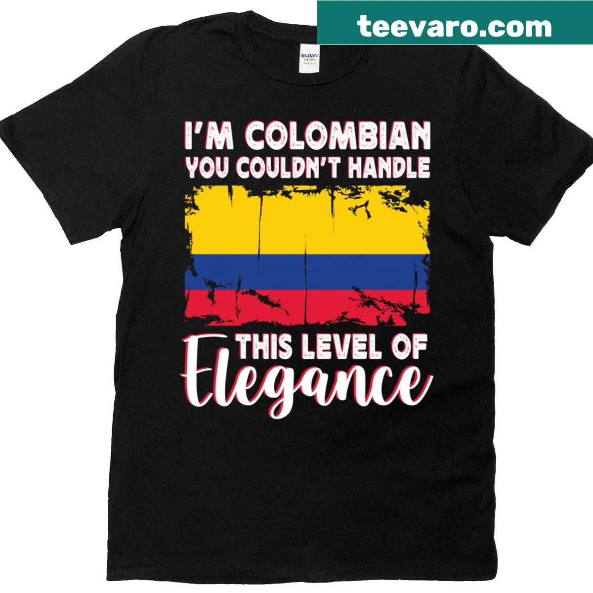 Elegant t-shirt featuring the Colombian flag design — on a men's t-shirt