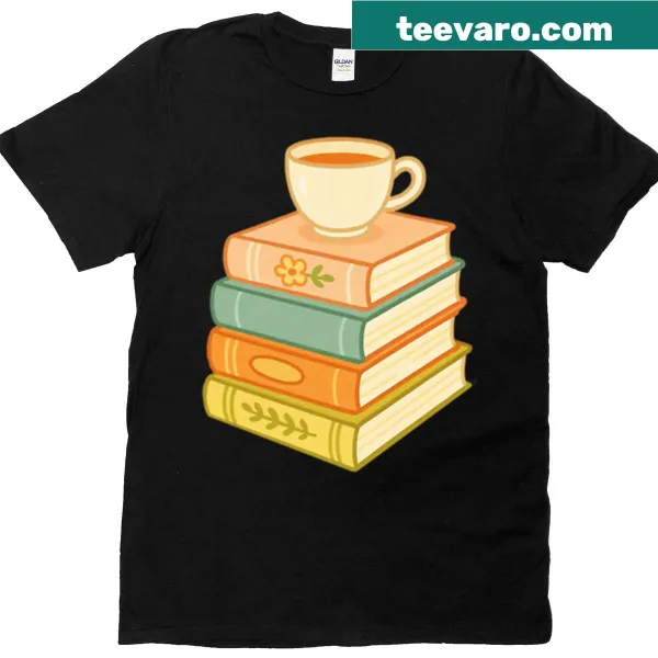 T-shirt featuring tea and book design for introverted readers