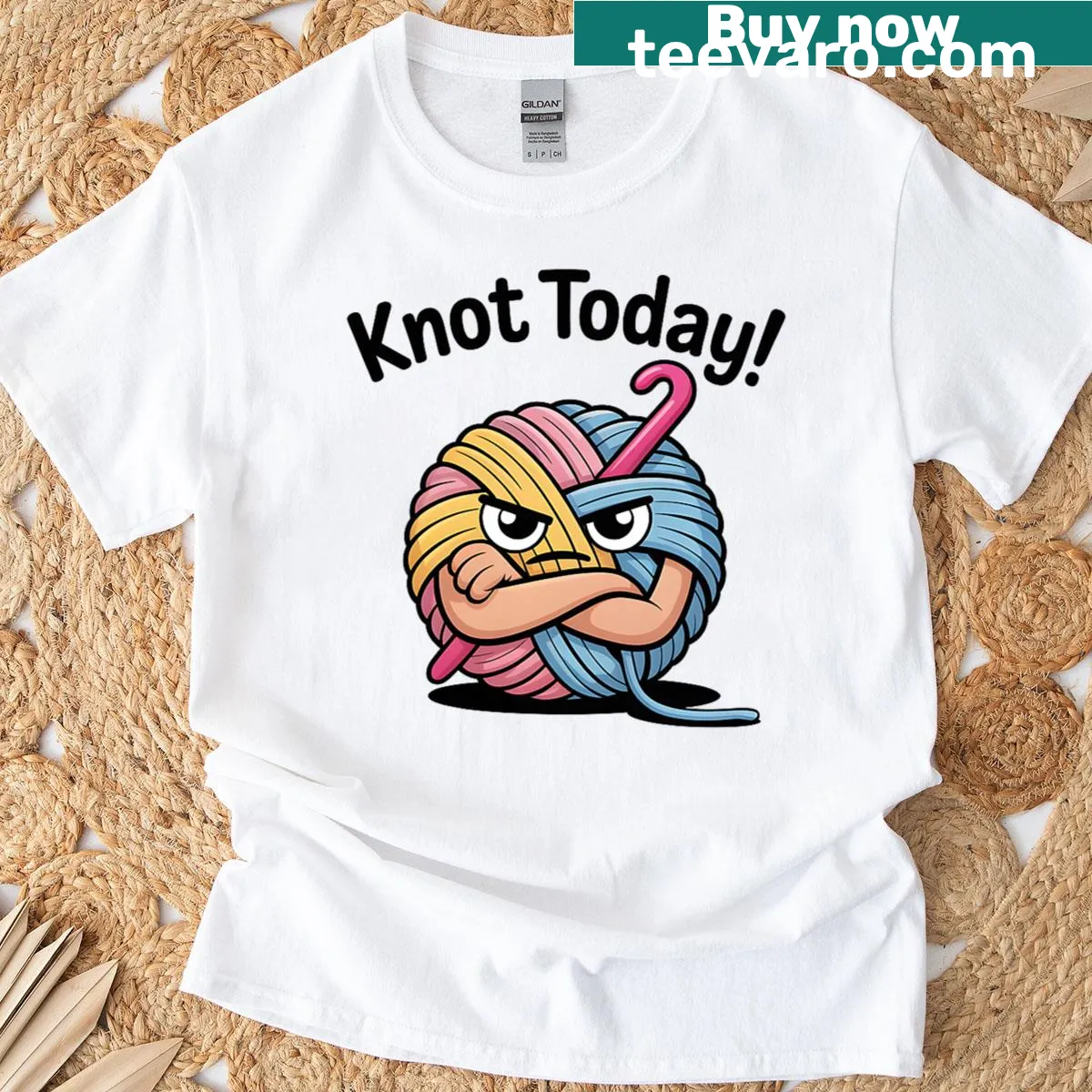Funny crochet-themed graphic on T-shirt — on a men's t-shirt