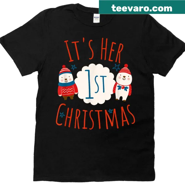 Funny first Christmas T-shirt for baby girls.