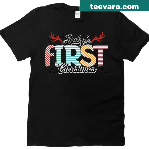 Cute Baby's First Christmas graphic on a premium T-shirt