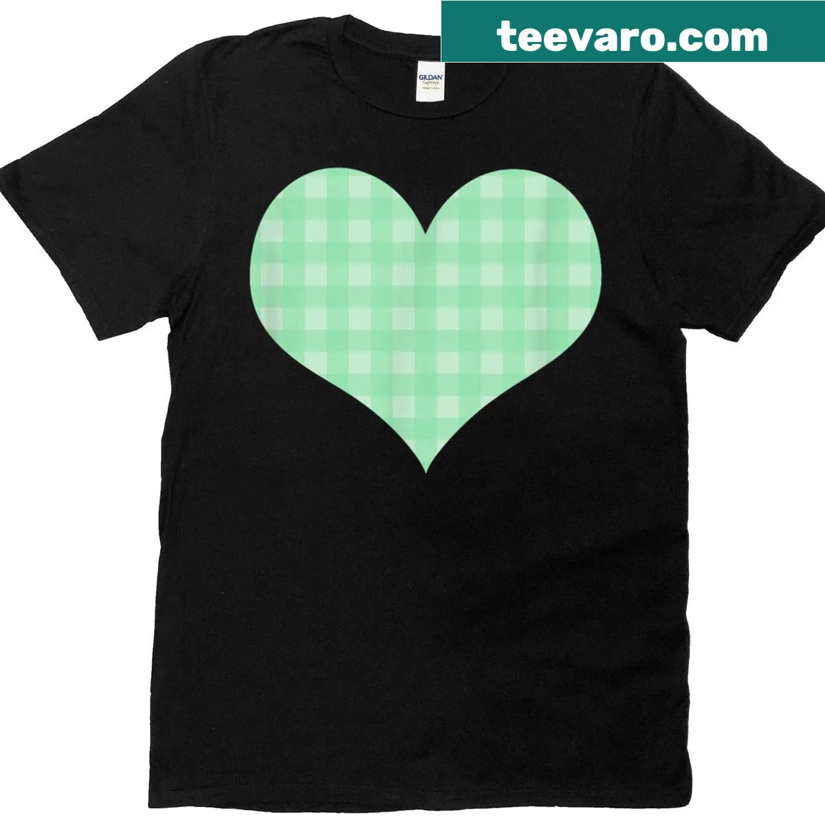 T-shirt with classic gingham check plaid pattern design — on a men's t-shirt