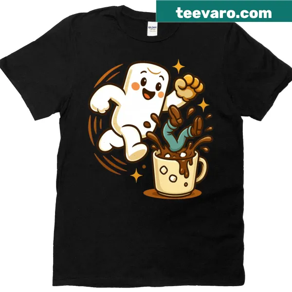 Adorable hot chocolate lover tee with a marshmallow graphic