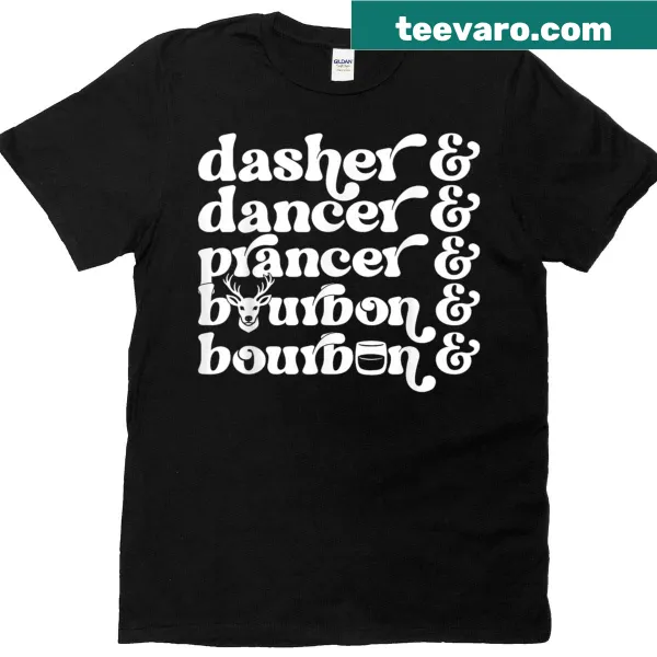 Funny reindeer bourbon-themed Christmas T-shirt