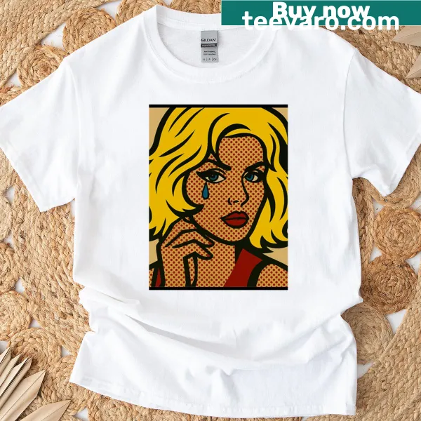 Retro pop art graphic of Debbie Harry on a T-shirt