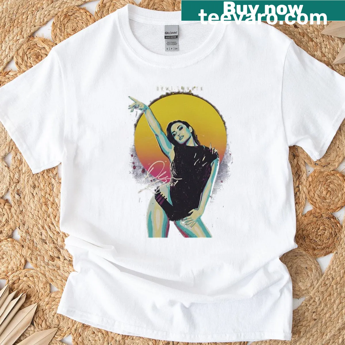 Retro collage featuring Demi Lovato's images and quotes — on a men's t-shirt