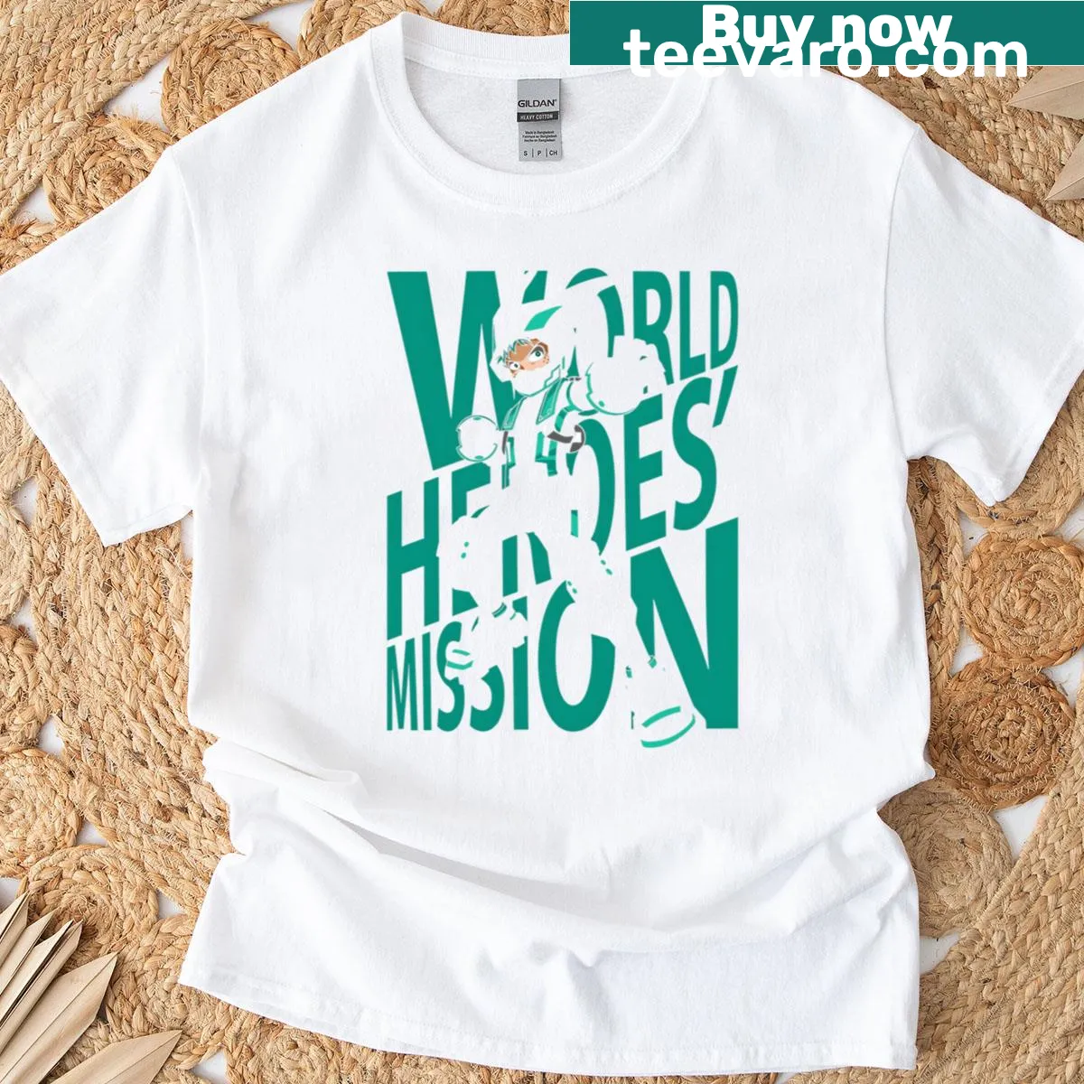 Typography design promoting hero determination on a t-shirt — on a men's t-shirt