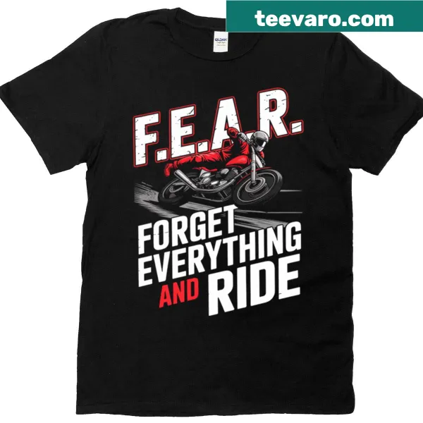 Typography T-shirt with 'Forget Everything And Ride MX' text