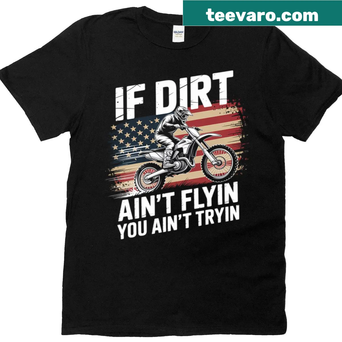 Motocross T-shirt with a bold dirtbike slogan graphic — on a men's t-shirt
