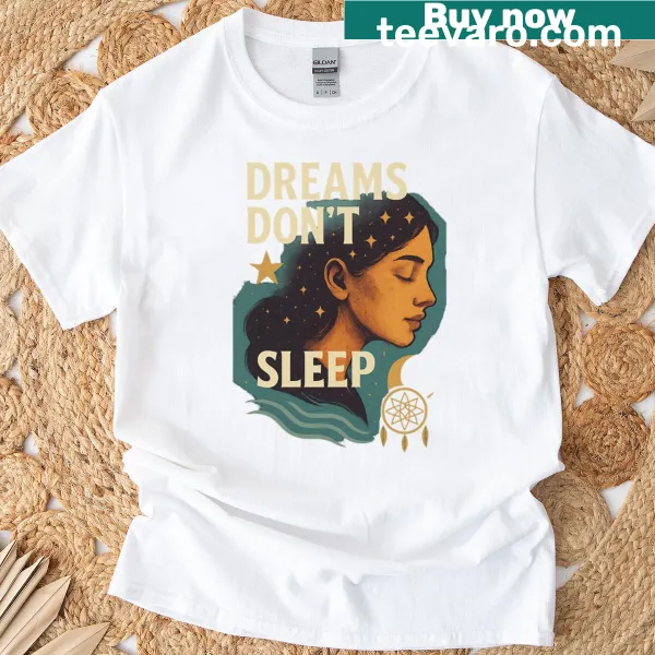 Mystical night portrait with dreamy elements on a t-shirt