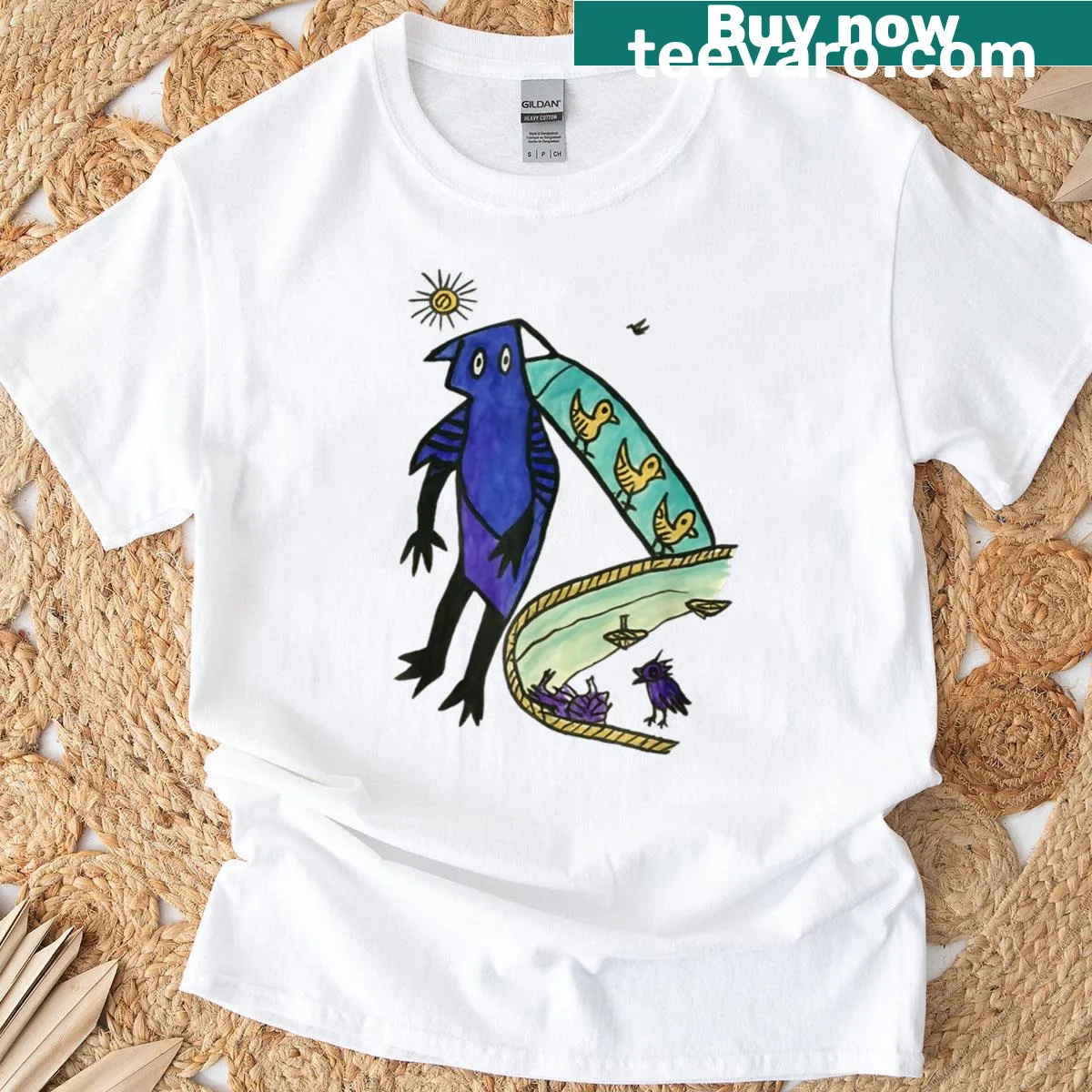 Cartoon design of ducks in a row on a T-shirt — on a men's t-shirt