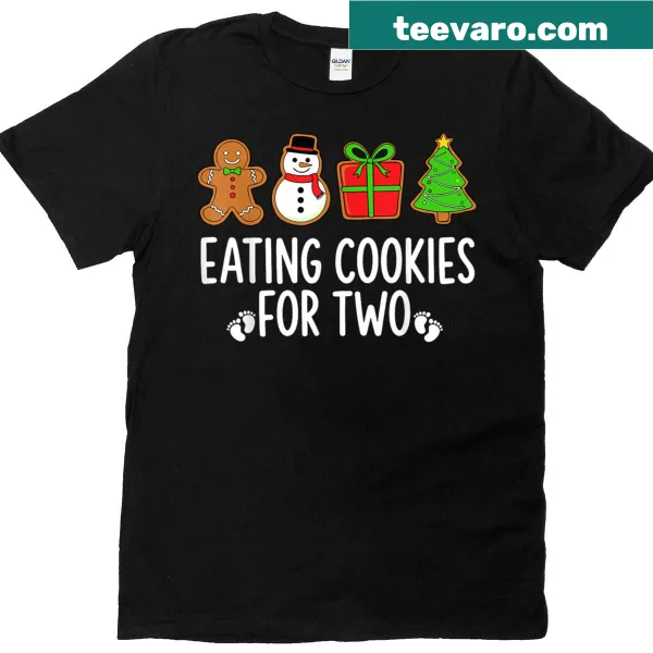 Cute T-shirt for pregnancy reveal with 'Eating Cookies For Two' design