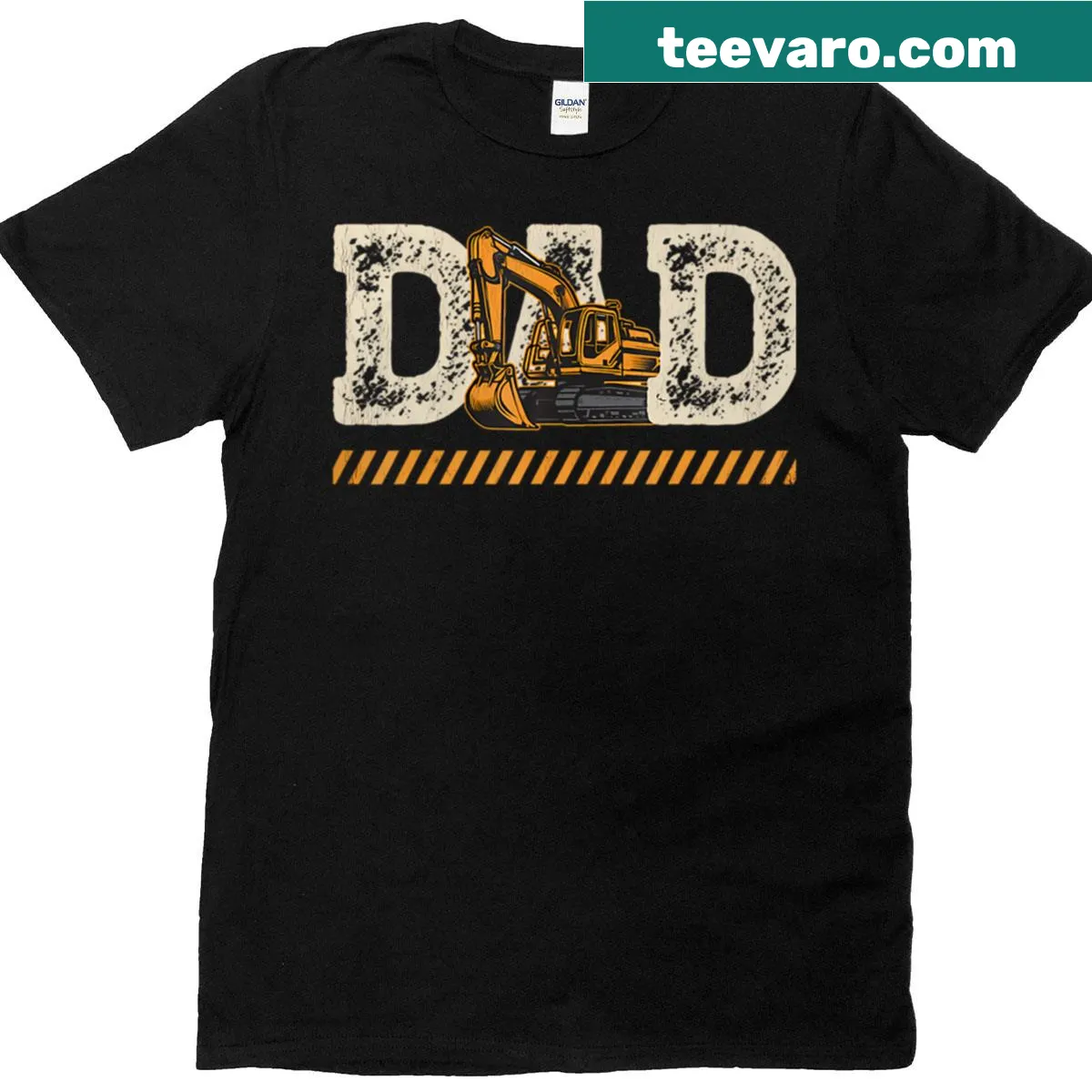 Excavator graphic t-shirt for construction dads — on a men's t-shirt