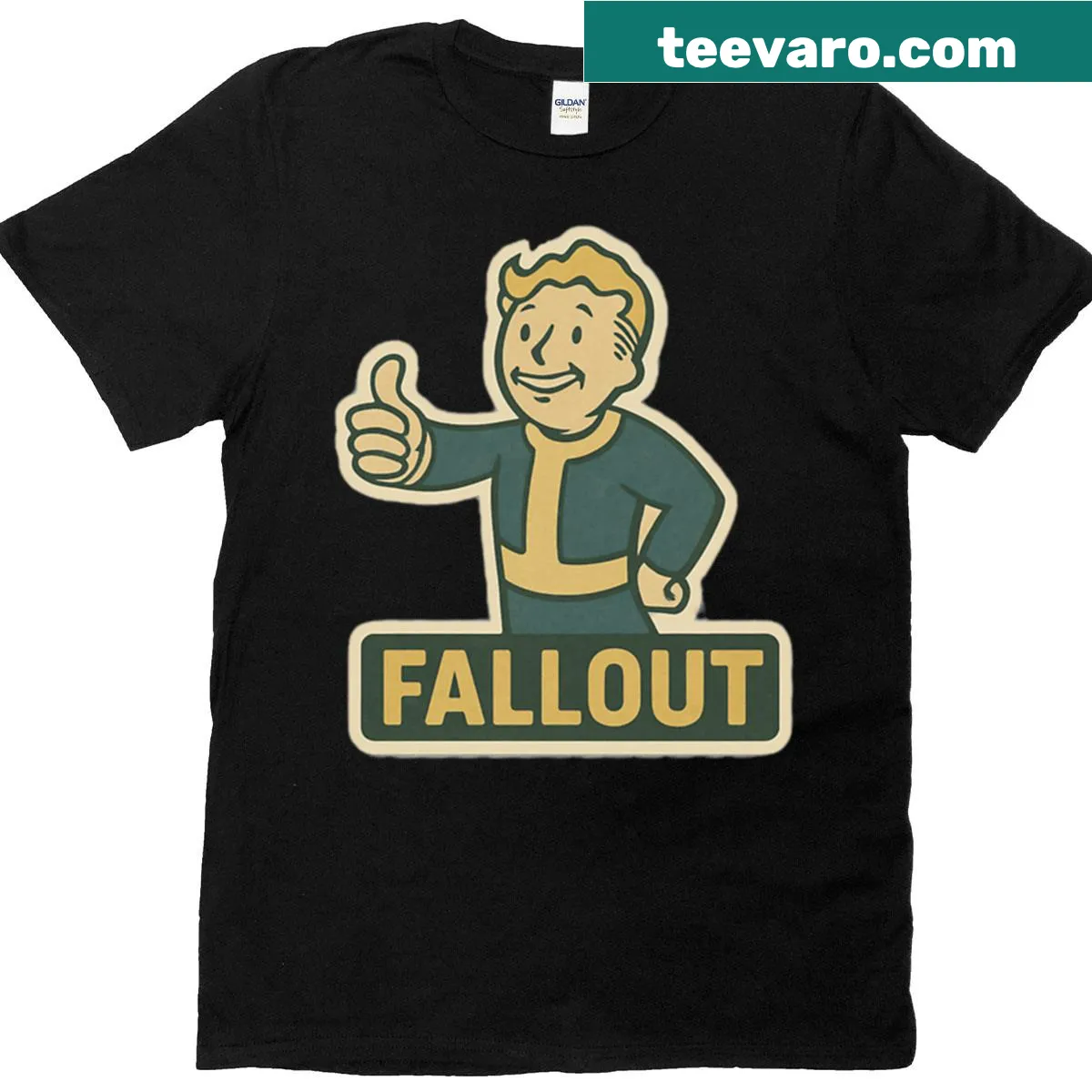 T-shirt featuring the Fallout logo for gaming fans. — on a men's t-shirt