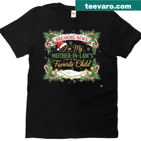Funny cartoon t-shirt featuring Santa and in-law humor for holidays