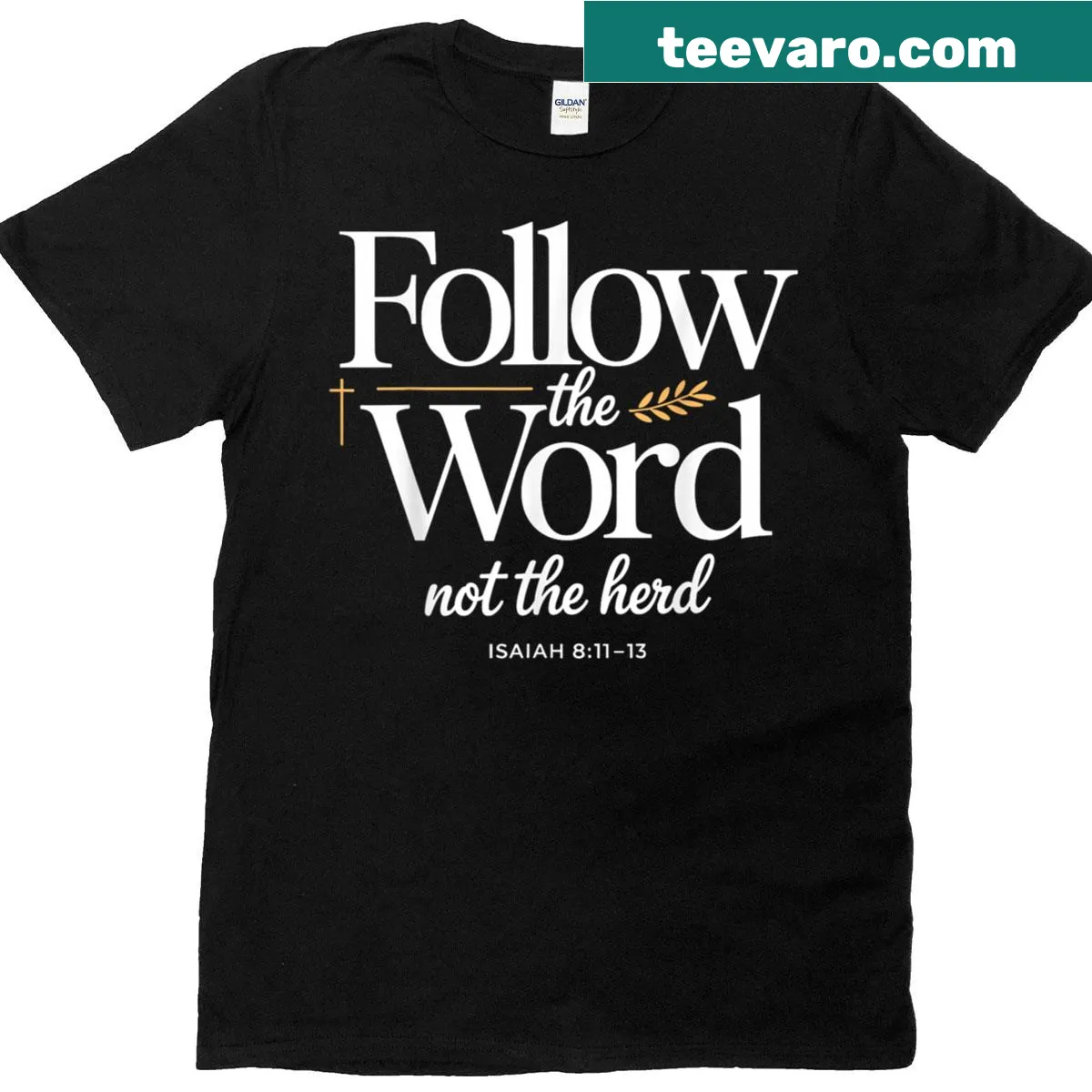 Christian t-shirt with cow illustration and scripture — on a men's t-shirt