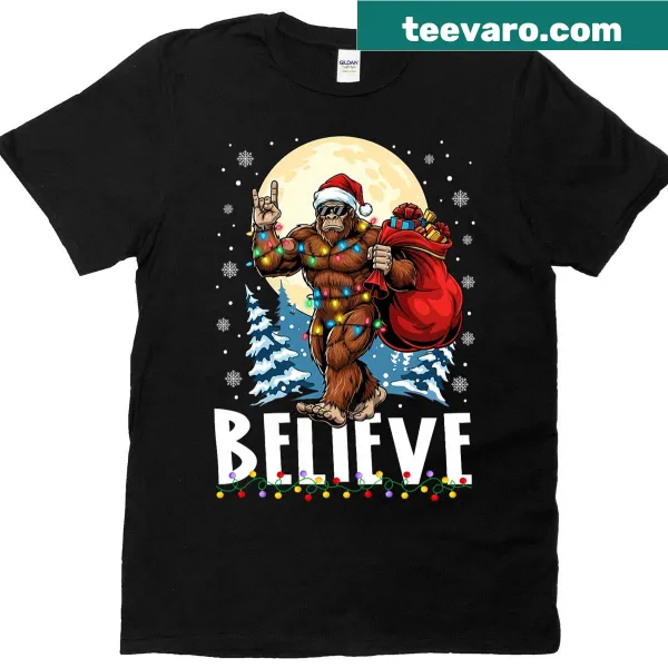 Funny Christmas T-shirt with Bigfoot and a Sasquatch message