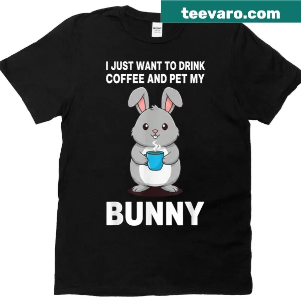 Cute bunny graphic T-shirt with coffee humor