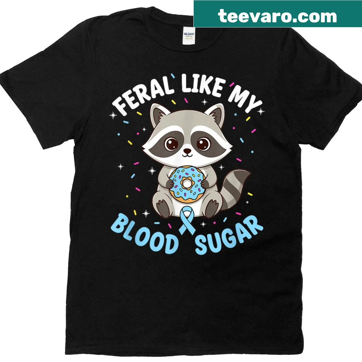 Humorous Type 1 diabetes shirt with bold text about blood sugar. — on a men's t-shirt