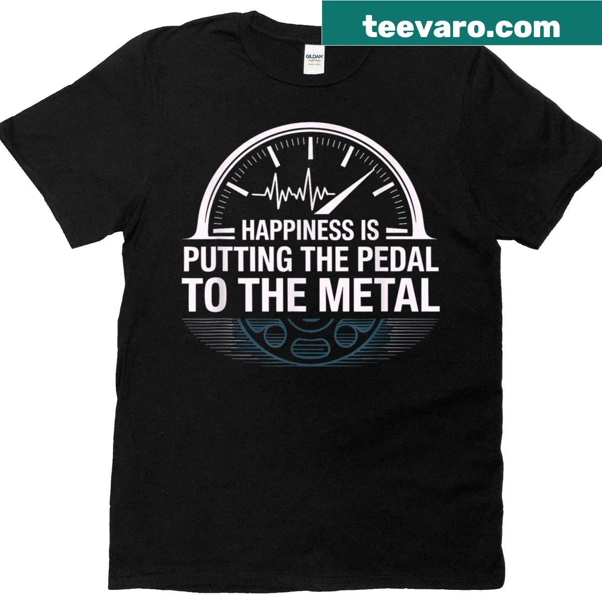 Automotive-themed T-shirt featuring a heartbeat tachometer for car lovers — on a men's t-shirt