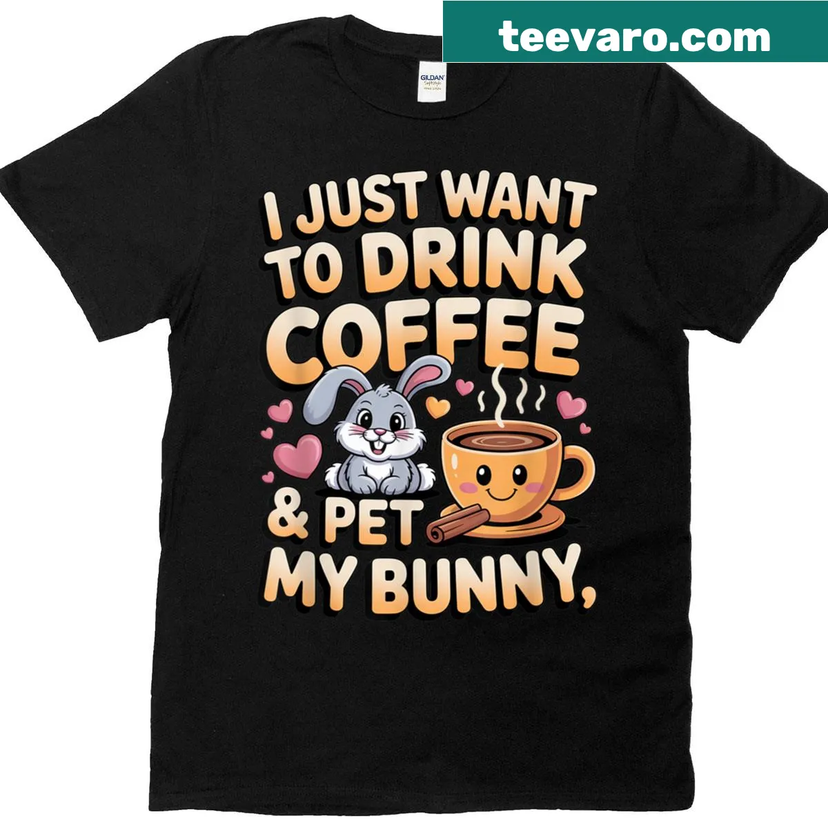 T-shirt featuring a cute rabbit enjoying coffee with a humorous saying — on a men's t-shirt