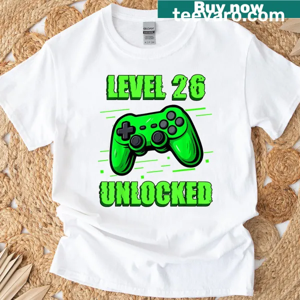 T-shirt celebrating 26th birthday with gaming theme