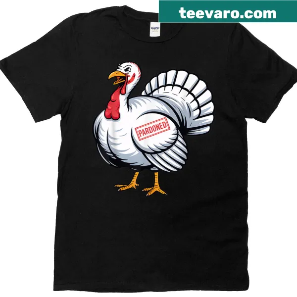 Funny Thanksgiving T-shirt with a pardoned turkey design