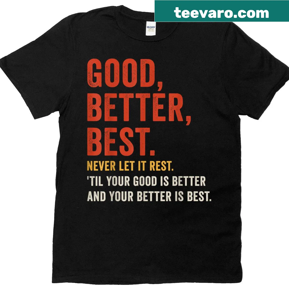 Motivational typography design on Good Better Best T-shirt — on a men's t-shirt