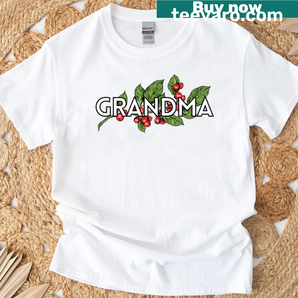 Christmas-themed t-shirt designed for grandmothers with festive graphics. — on a men's t-shirt
