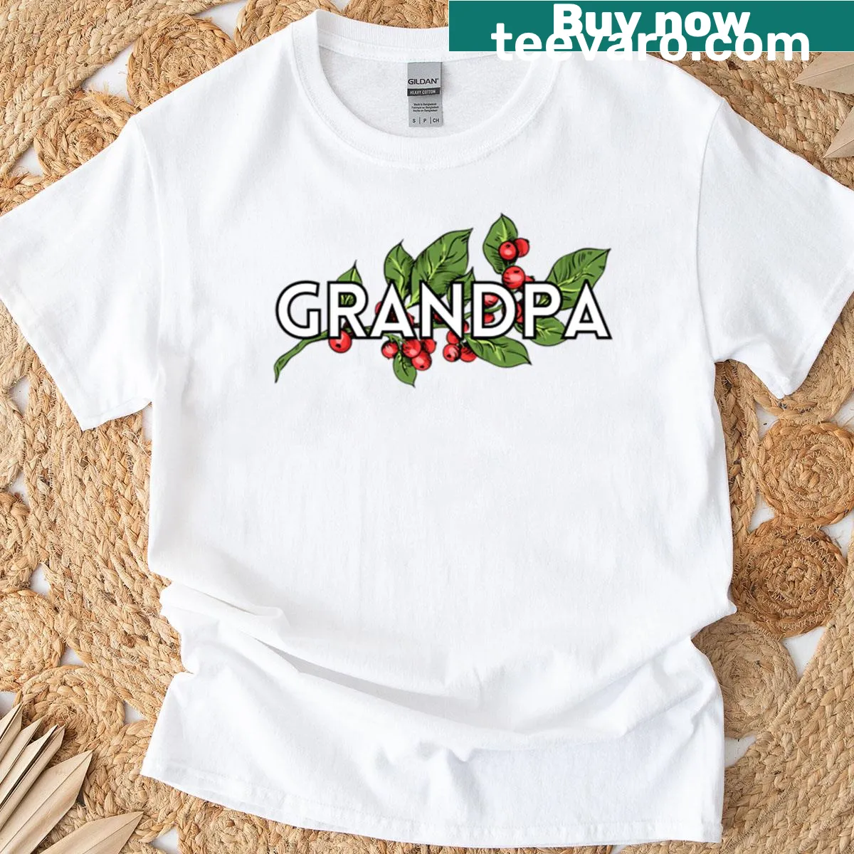 Christmas themed grandpa t-shirt with festive lettering — on a men's t-shirt