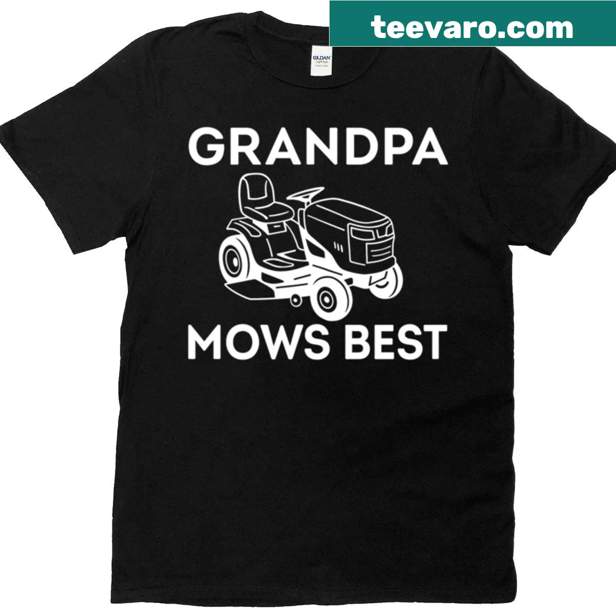 T-shirt with 'Grandpa Mows Best' text celebrating gardening — on a men's t-shirt