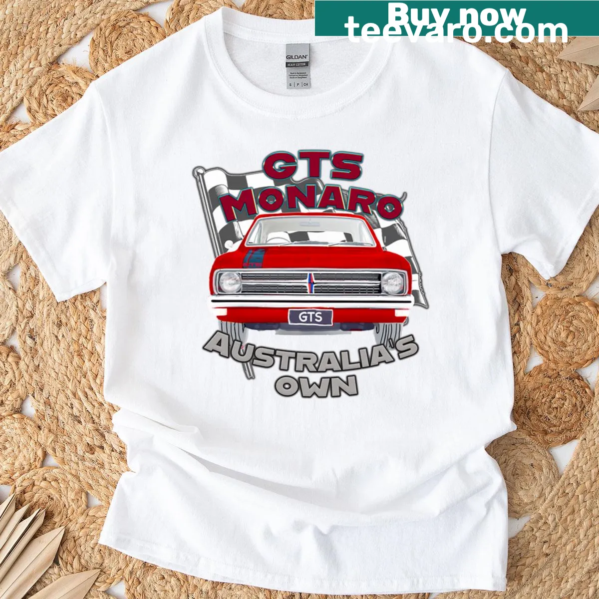 GTS Monaro graphic t-shirt celebrating Australian heritage — on a men's t-shirt