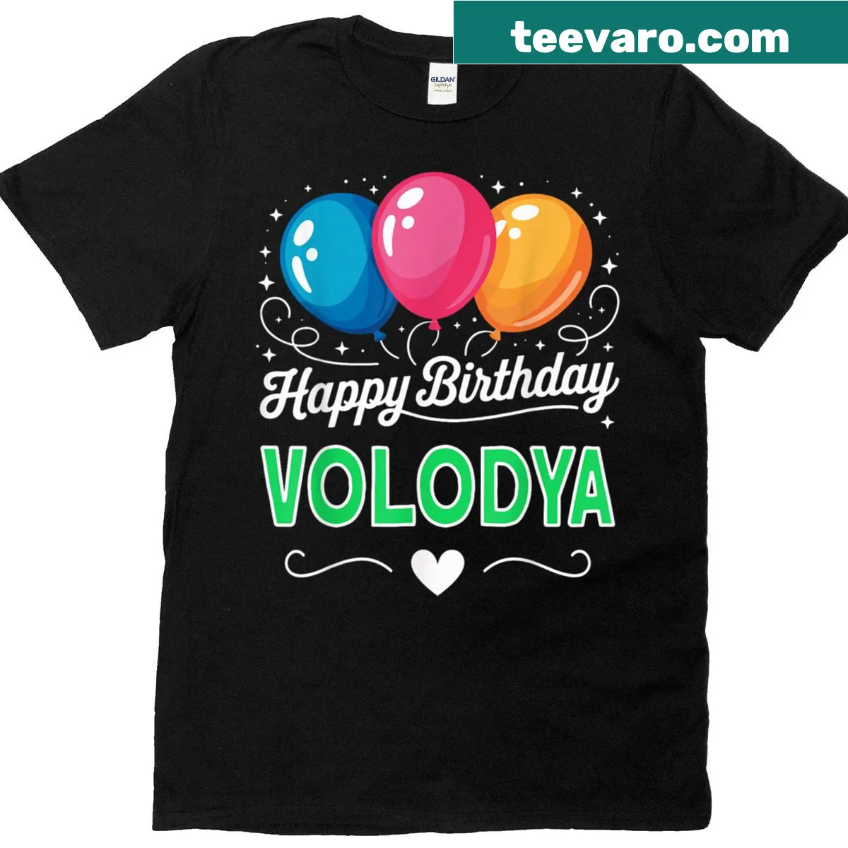 Birthday T-shirt celebrating Volodya's special day with cheerful graphics — on a men's t-shirt