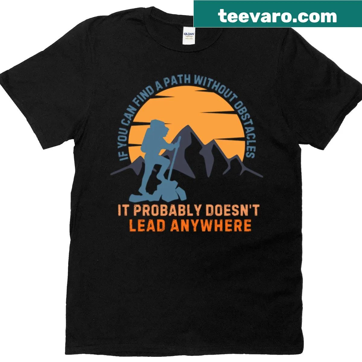 Inspirational hiking t-shirt encouraging outdoor exploration — on a men's t-shirt