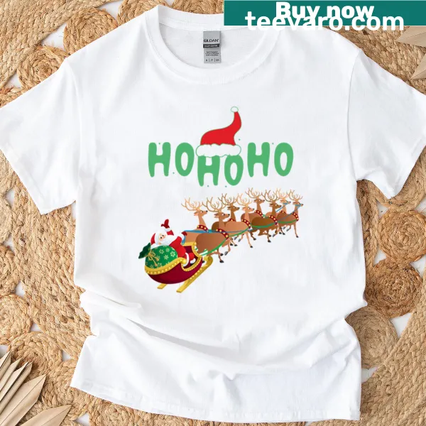 Holiday-themed t-shirt with 'Ho Ho Ho' text design